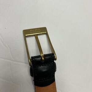 Men's Black Leather Dress Belt Brass Buckle‎ Italy 43.75"